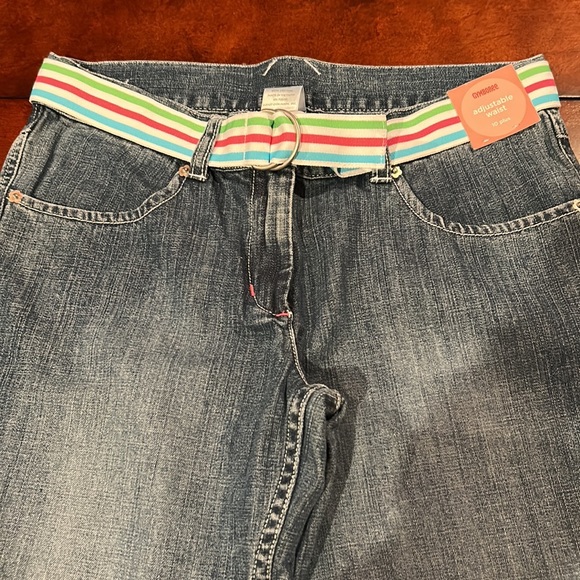 NWT Gymboree Tennis Match wide leg denim pant stripe belt Size 10 plus 2008 Line - Picture 8 of 13